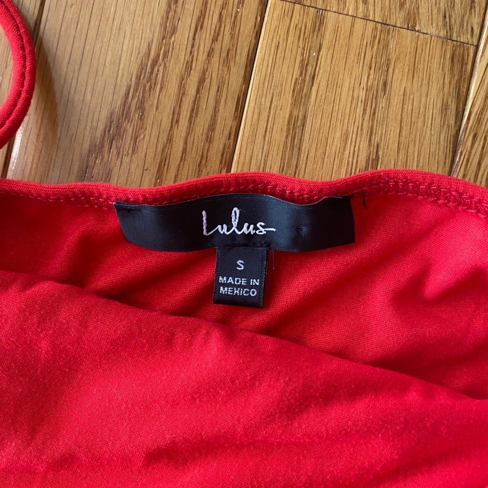 Lulus Suit Your Flair Red Orange O-Ring Halter Bodysuit Small Soft - Picture 10 of 12